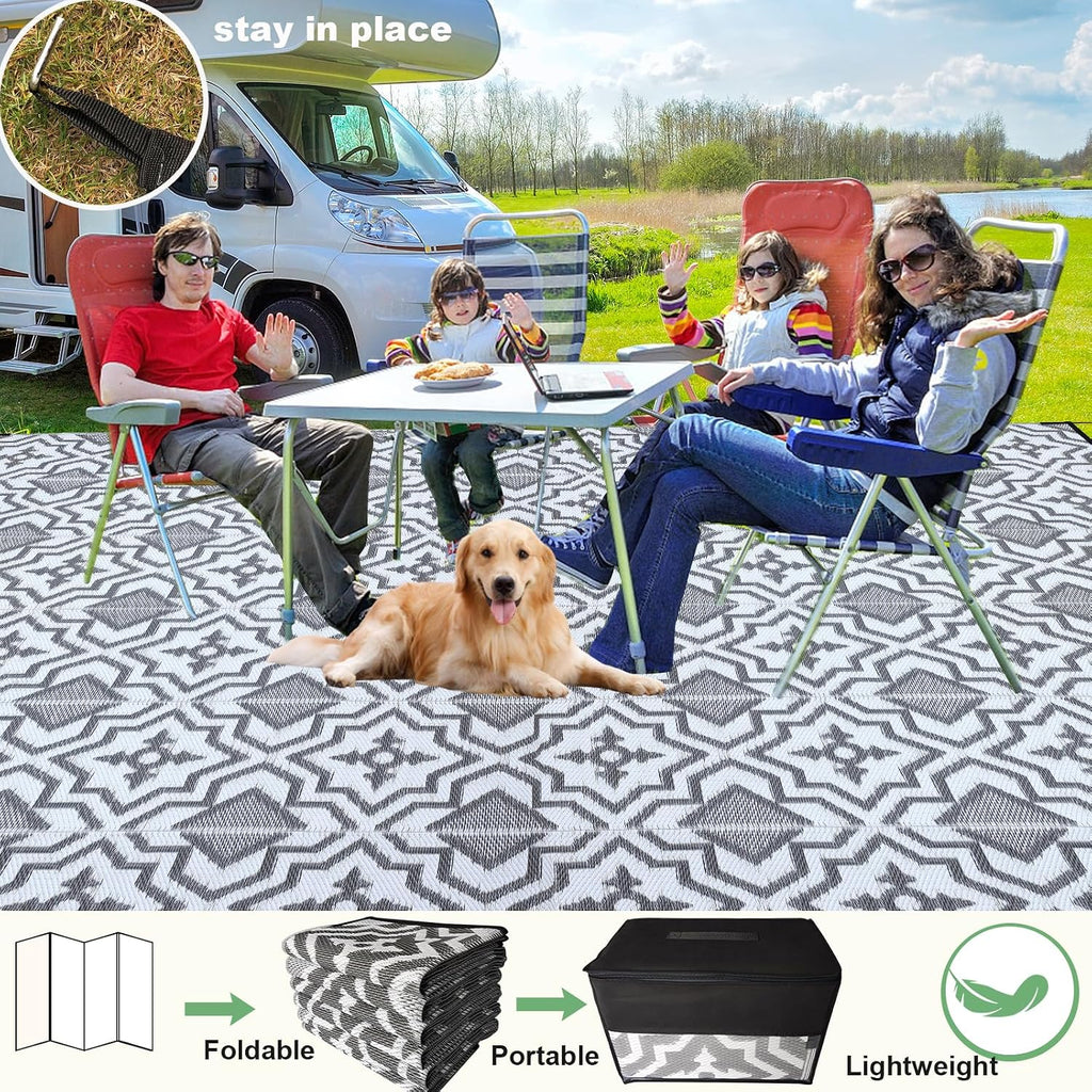 Outdoor Rug for Deck Waterproof,Outdoor Plastic Straw Camping Rug Reversible Mat for,Porch, Balcony Rv Camping