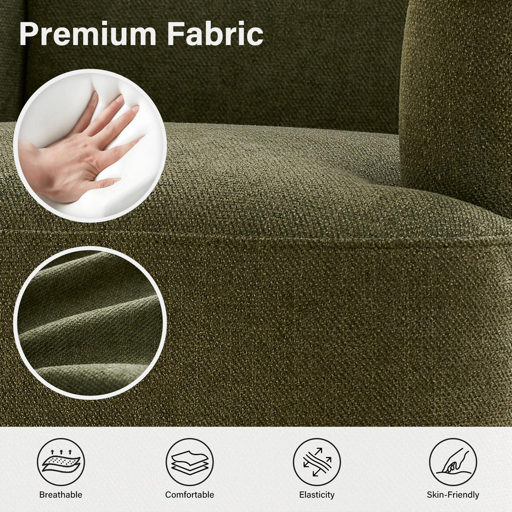 Modern Wingback Accent Chair, Upholstered Fabric Living Room Armchair with Wood Legs, Single Sofa Lounge Chair &