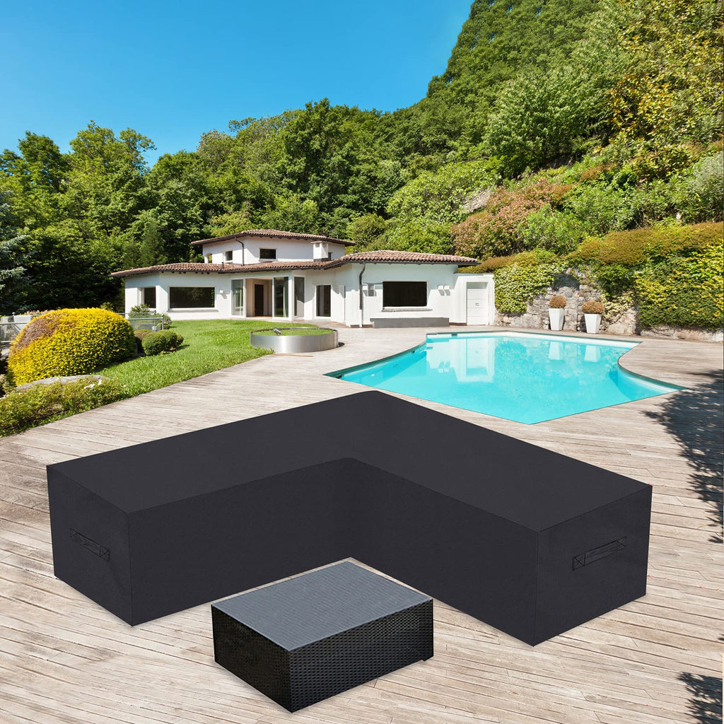 Patio Sectional Sofa Cover Outdoor Waterproof Windproof 85" X 85" V-Shaped Garden Couch Furniture Protector Cover for