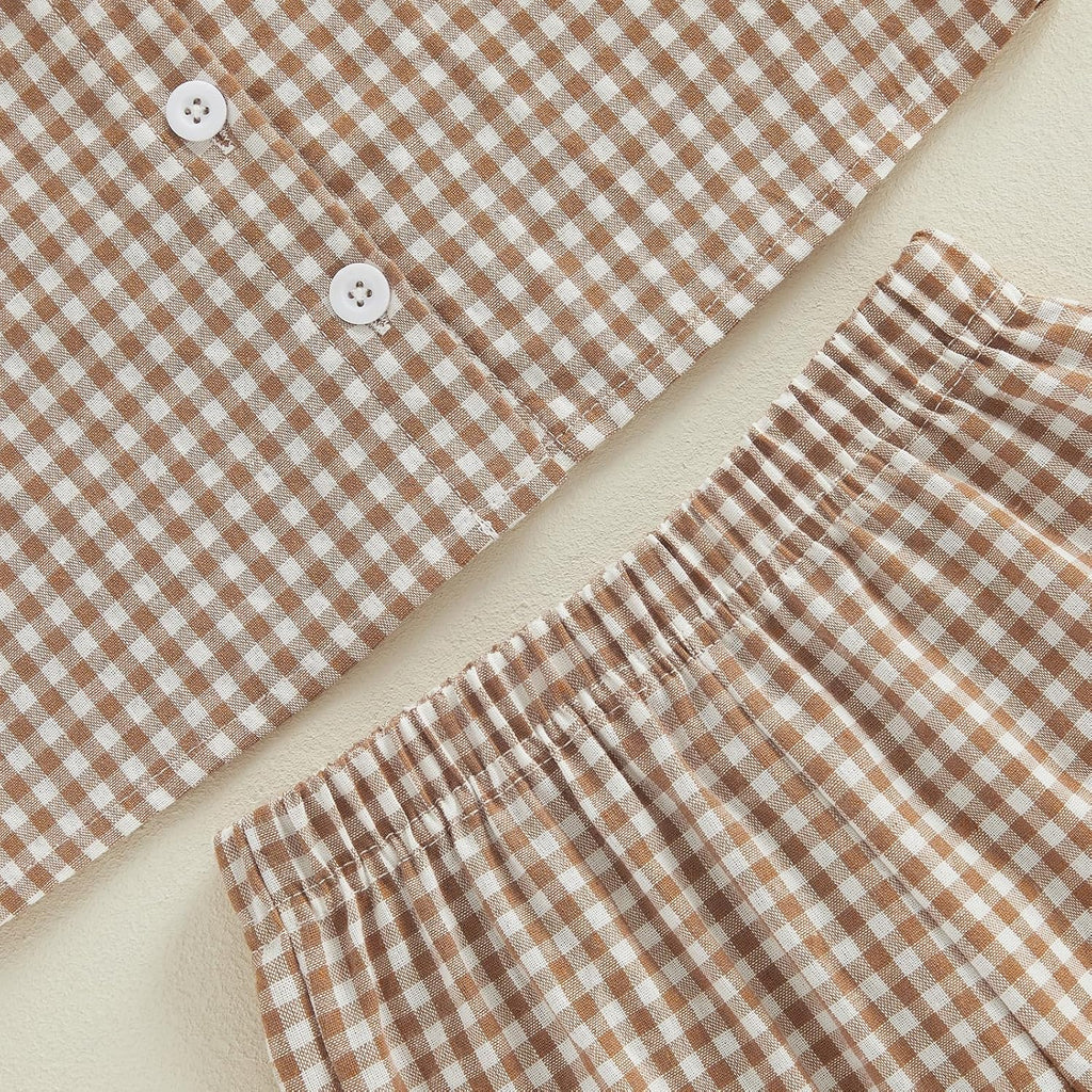 Toddler Girls Summer Clothes Set Gingham Ruffle Dress Tops Pants 2 Piece Spring Summer Outfits