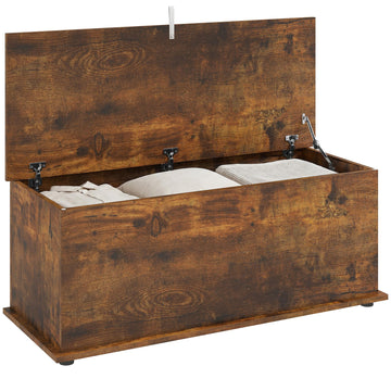 39.4" Modern Storage Chest, Lift Top Storage Bench, Rustic Brown