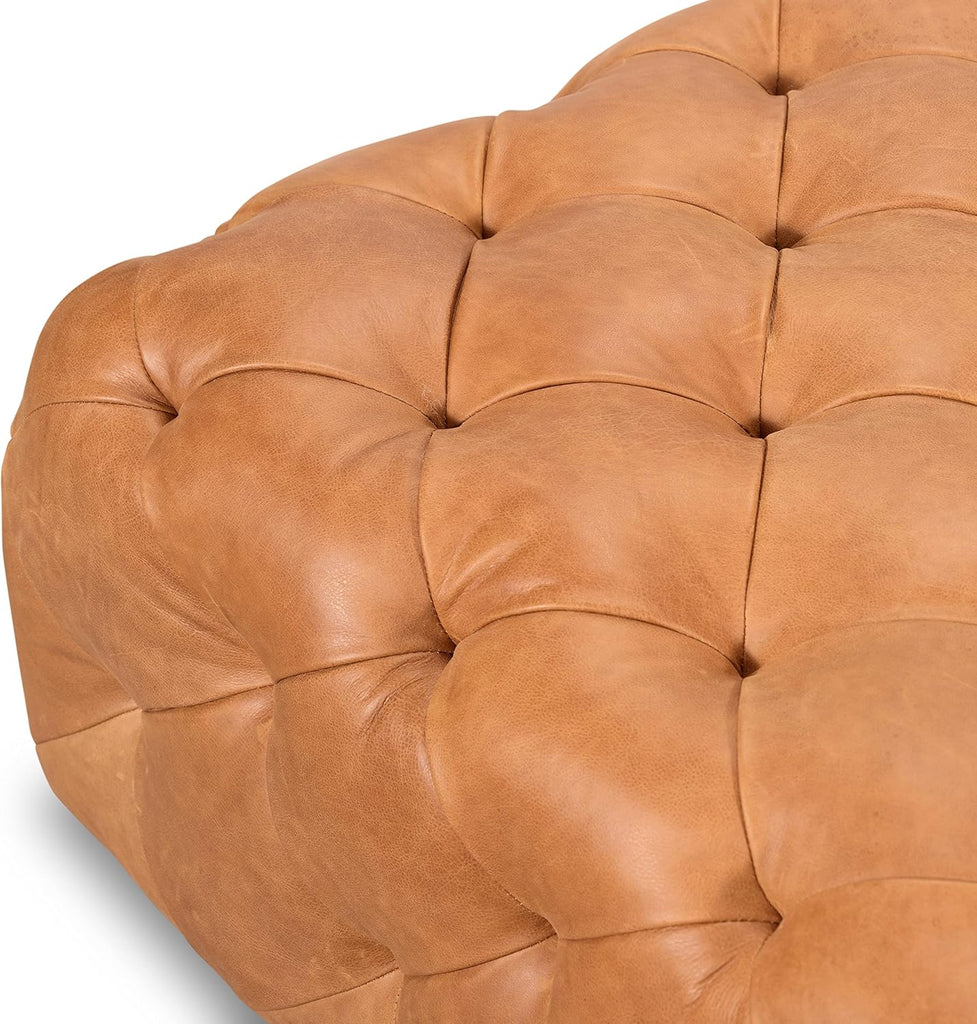 Turin Ottoman in Full-Grain Pure-Aniline Dyed Italian Tanned Leather in Cognac Tan