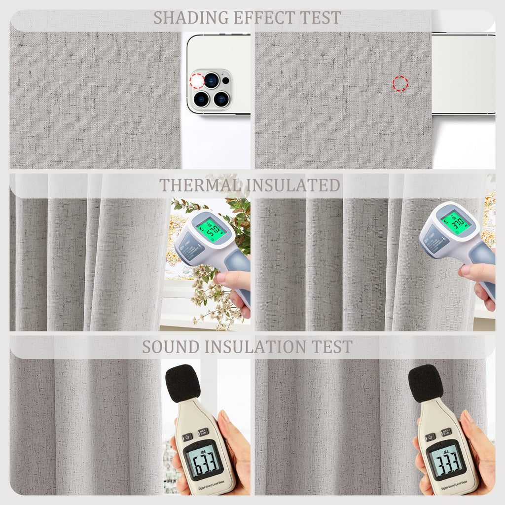 Silver Linen Grommet Blackout Curtains 84 Inches Long