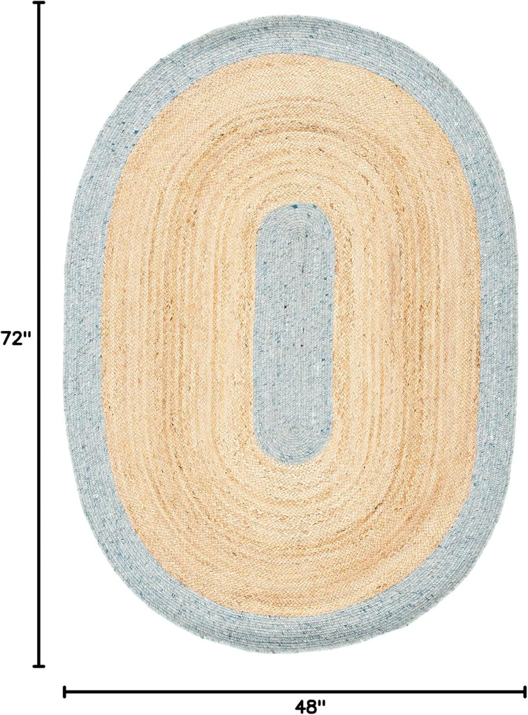 Braided Oval Rug, Wool Light Blue & Gold BRD910H