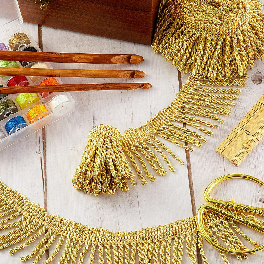 Fringe Trim for Curtains Sofa Decor, 12 Yards, Gold - 12 Yards