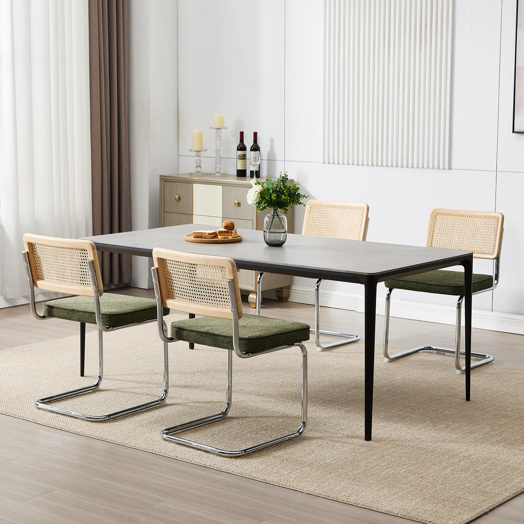 Natural Rattan Dining Chairs Set of 6, Modern Cesca Kitchen Chair