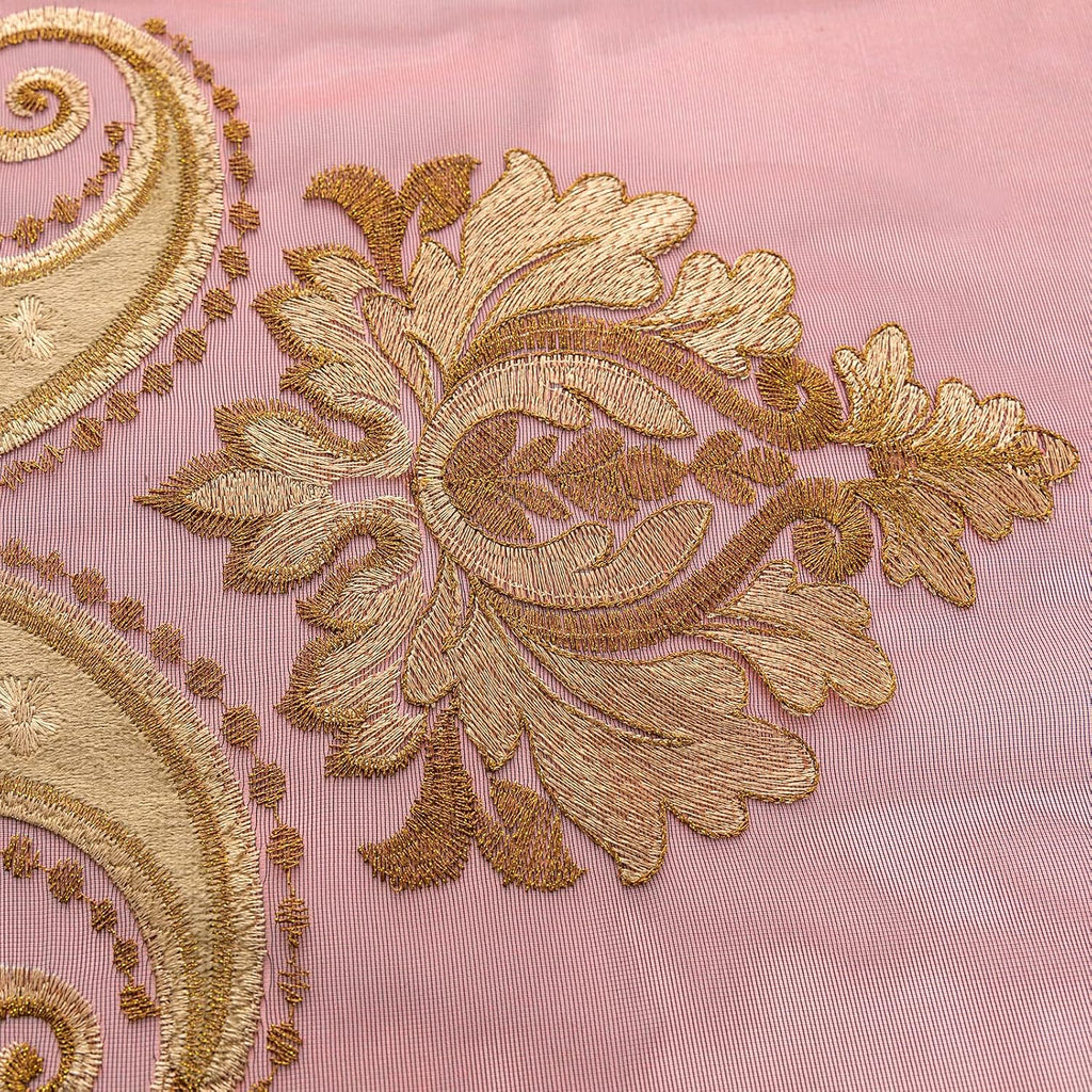 Luxury Embroidered Sheer Curtains for Living Room Burgundy Red Tulle Curtains for Bedroom Transparent Yarn Curtain