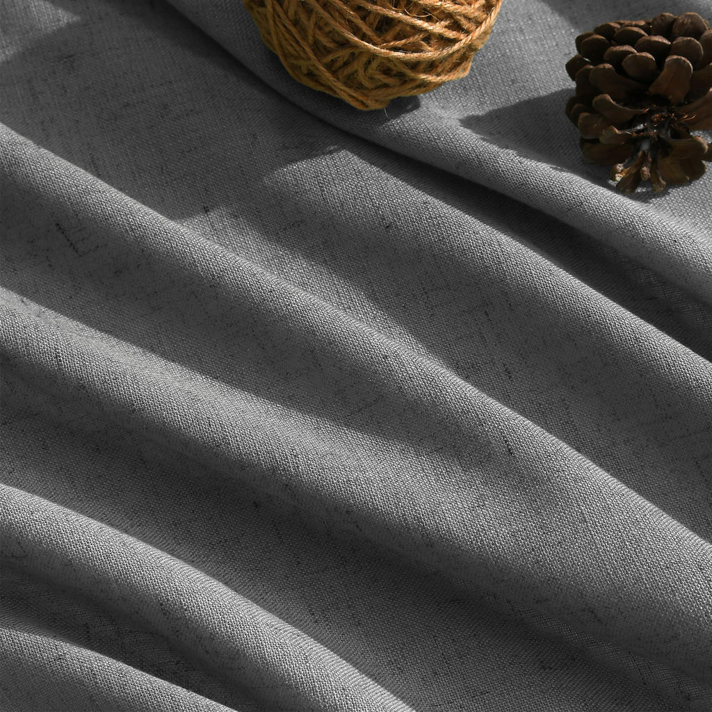 Blazer Grey Linen Curtains 72 Inch Long Bedroom Lightweight Door Drapes 2 Panels Set, Semi Sheer Light Filtering Back