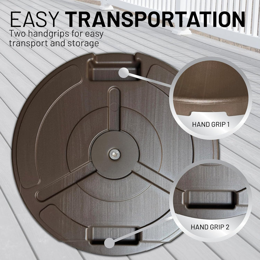 Fillable Round Umbrella Base - for Use with Patio Table - Heavy Duty Base- Made in the USA - QWDM