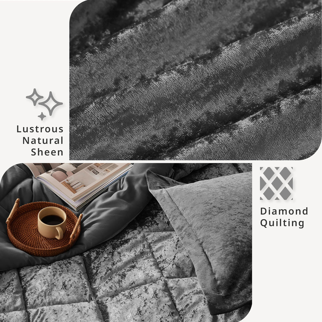 Comforter Set, Velvet Comforter Set, Luxury Diamond Quilting Comforter Set, Fluffy Comforter Bed Set with