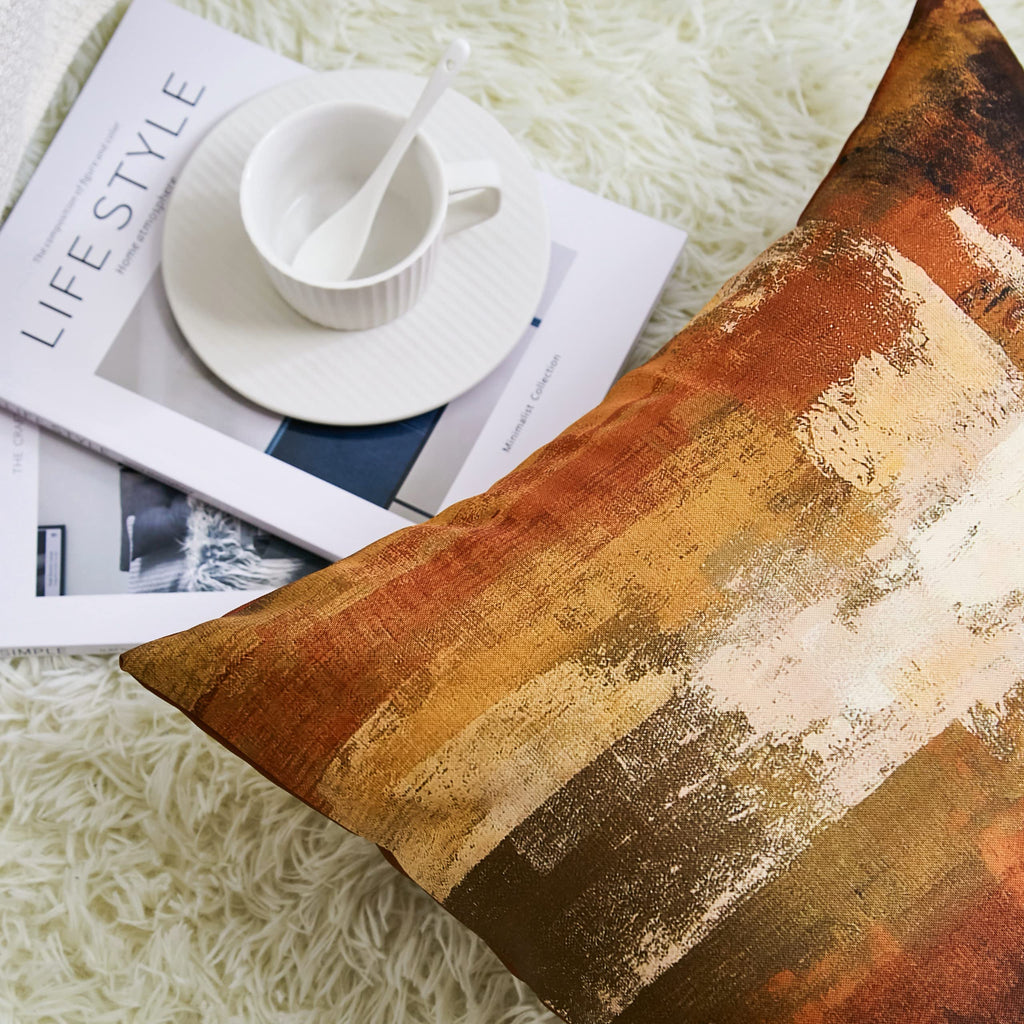 Burnt Orange Abstract Pillow Covers 18x18, Set of 2