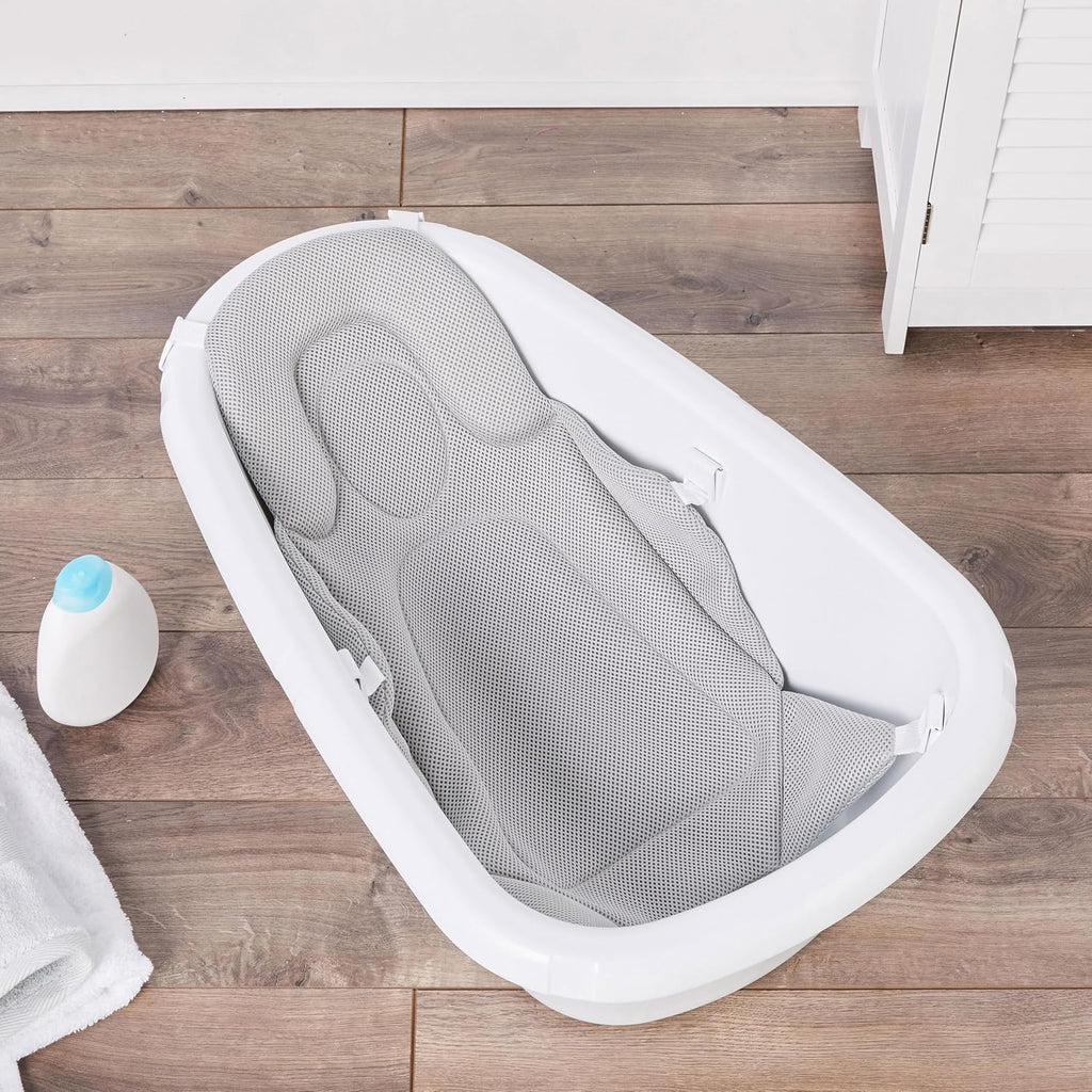 Baby Basics in-1 Grow with Me Baby Bathtub with Foam Padded Air Mesh Sling, Adjustable Infant Bath Tub for Newborn