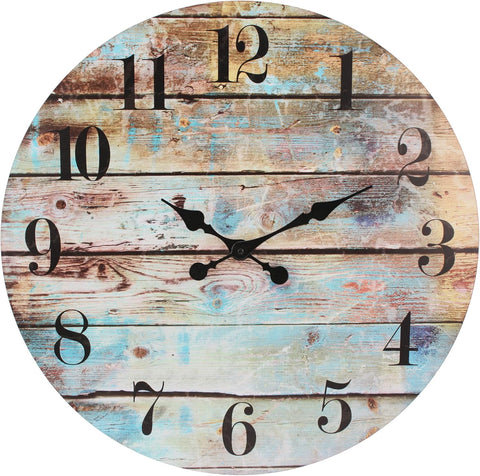 Stonebriar Vintage Farmhouse Wooden 23 Inch Round Battery Operated Hanging Wall Clock