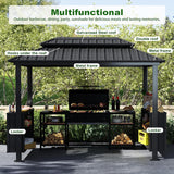 6’x10’ Hardtop Grill Gazebo, BBQ Gazebo for Outdoor Grill with Double Galvanized Steel Roof