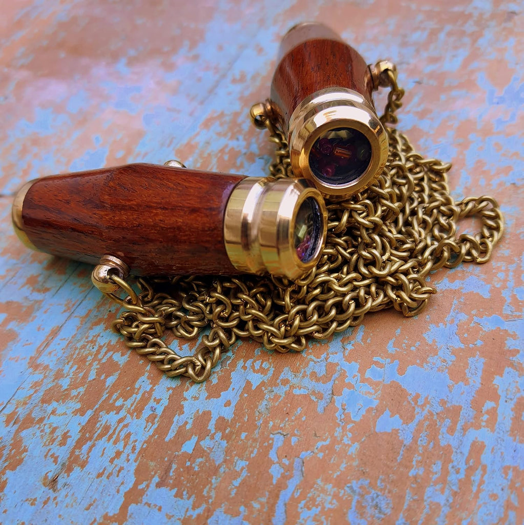 Pair of Couples Kaleidoscope Wood & Brass Pendant Kaleidoscope for Your Love Oneby - Set of 2