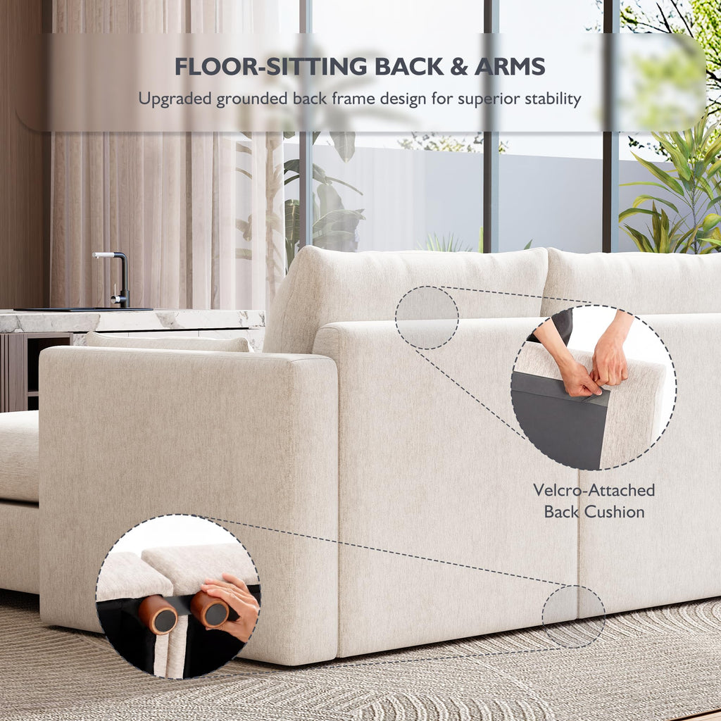 117" Oversized Modular Sectional Sofa, Modern Cloud Couch with 3 Storage Ottoman, 6-Seat Comfy Chenille Deep Seat