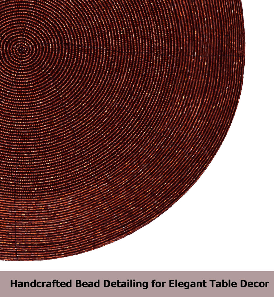 Glitz Handmade Beaded Charger Placemats - Set of 4 - Burgundy