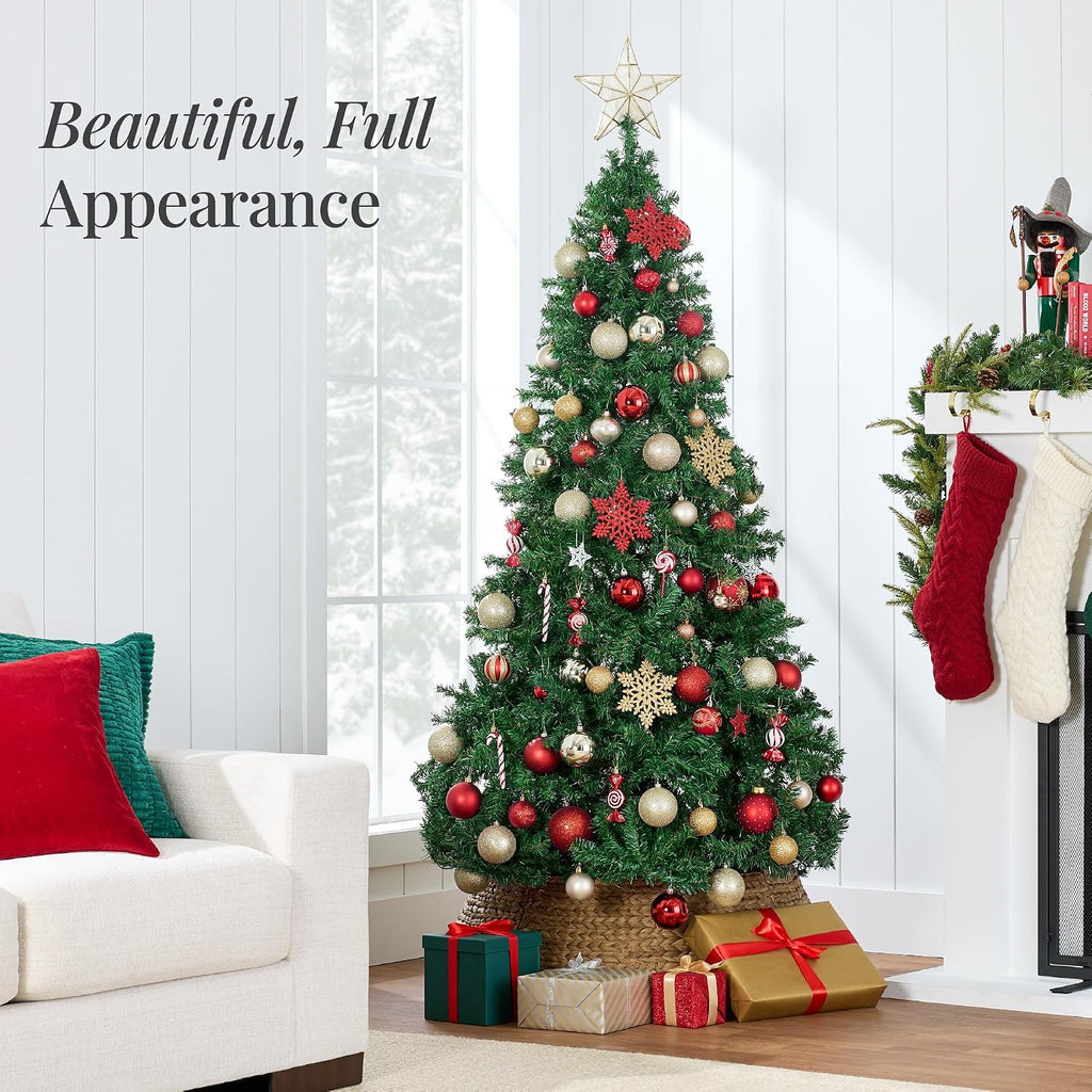 Artificial Christmas Tree, 4.5ft Premium Unlit Pine Design, Dense Branches Realistic Holiday Décor w/Easy Assembly