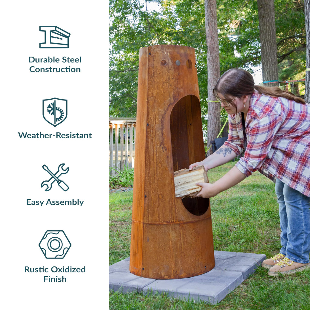Santa Fe Large Wood Burning Chiminea Outdoor Fireplace, 50"