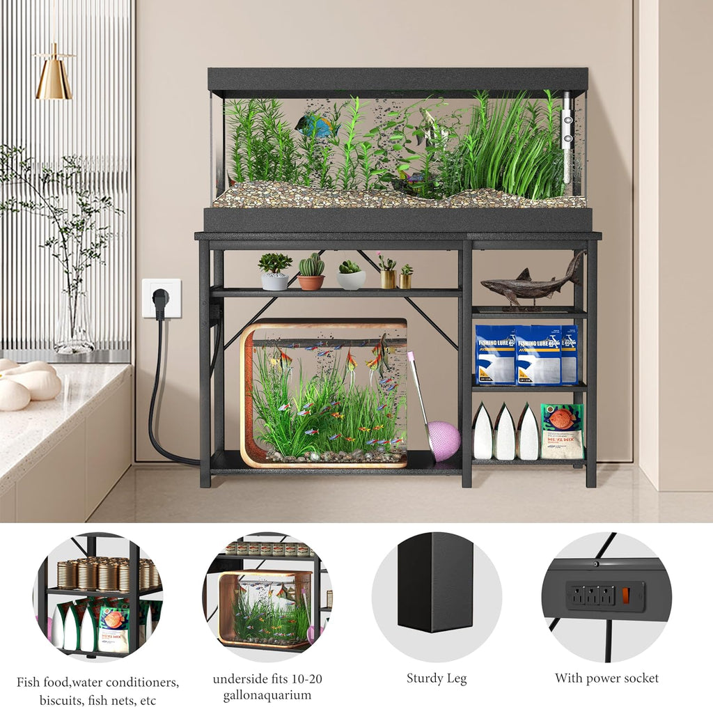 20-29 Gallon Fish Tank Stand With Power Outlets for Aquarium Stand