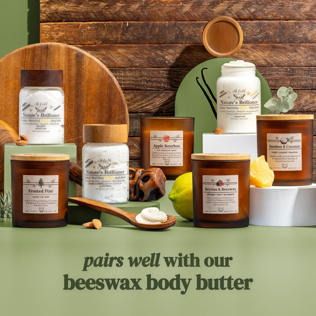 Apple Bourbon Organic Beeswax Candle | 2 Ingredients | 100% Pure Beeswax Candles, Non Toxic, Natural, Organic