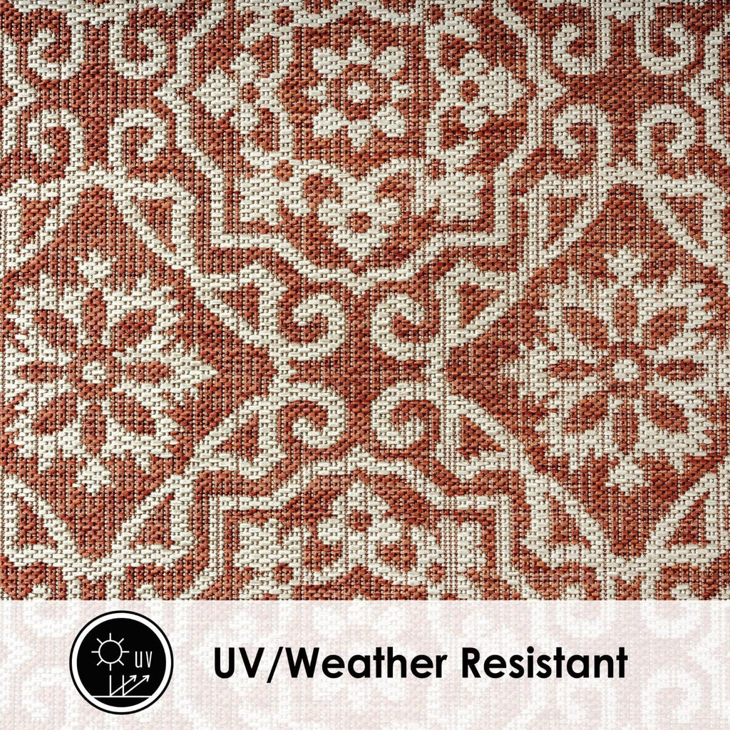 Patio Country Danica Transitional Geometric Indoor/Outdoor Area Rug, Terracotta/Ivory