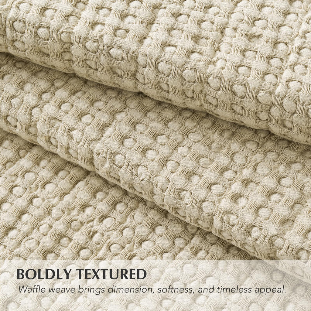Stonewashed Cotton Waffle Quilt Set, Natural