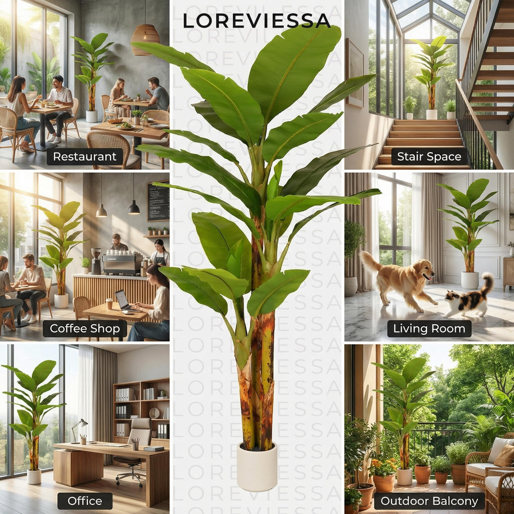 8ft Artificial Banana Tree Extra Tall Fake Plants Indoor Large Faux Tree High End Realistic Floor Plant Big Silk Tree