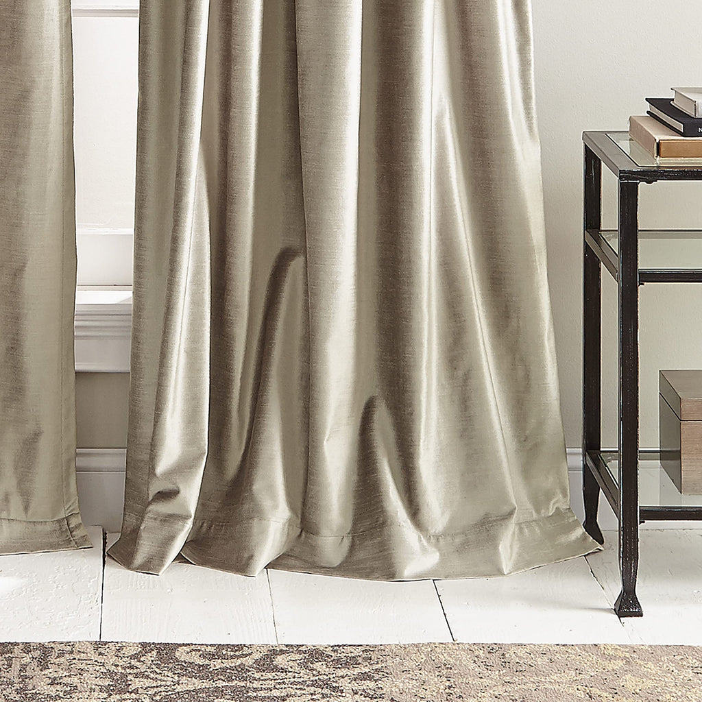 Modern Knotted Velvet Lined Curtain Panel Pair, 84", Champagne