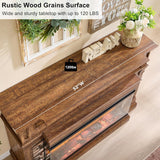 OKD 52" Electric Fireplace with Mantel, Freestanding Fireplace Heater TV Stand with 36" 3-Side Glass Insert for TVs Up