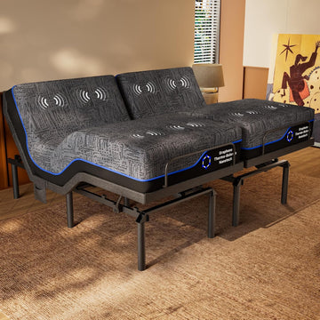 Split King Adjustable Bed Set, 3-Motor Adjustable Bed with Massage, Head & Foot Lift, Headrest Tilt, Zero Gravity - Set of 4