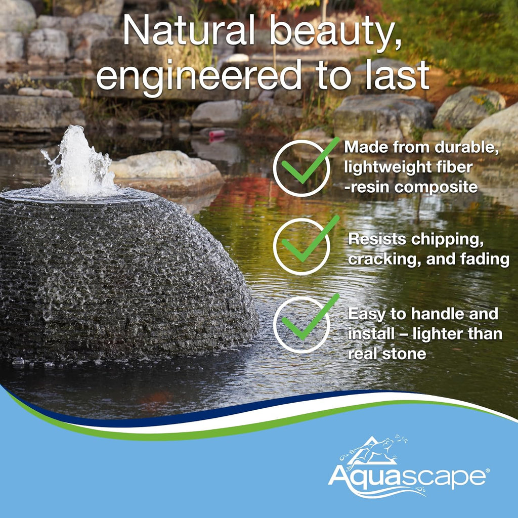 Stacked Slate Sphere Fountain, 18 Inch Diameter 46 cm, Lightweight Fiber-Resin Composite Decorative Water Feature