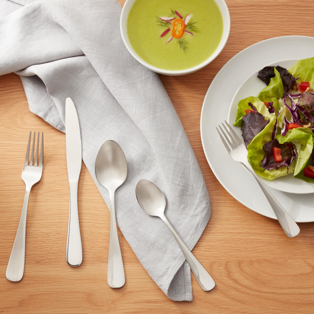 Silverware Set, Stainless Steel Flatware, Dishwasher Safe, Service for 4, 20-Piece Forks and Spoons, Round Edge