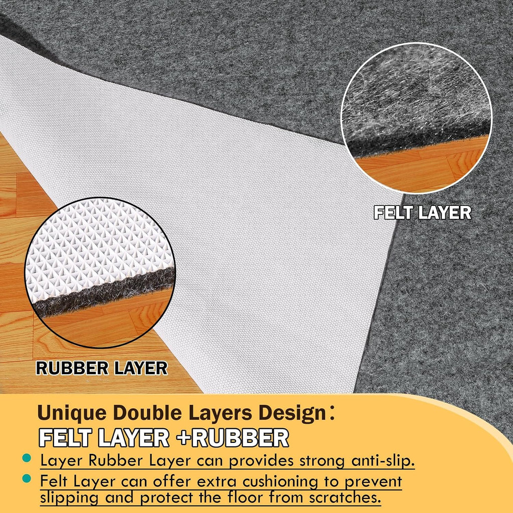 Waterproof Rug Pad 9x12 Ft, Under Area Carpet Padding, Non Slip Felt Rug Pads for Hardwood Floors, Protective - Set of 108