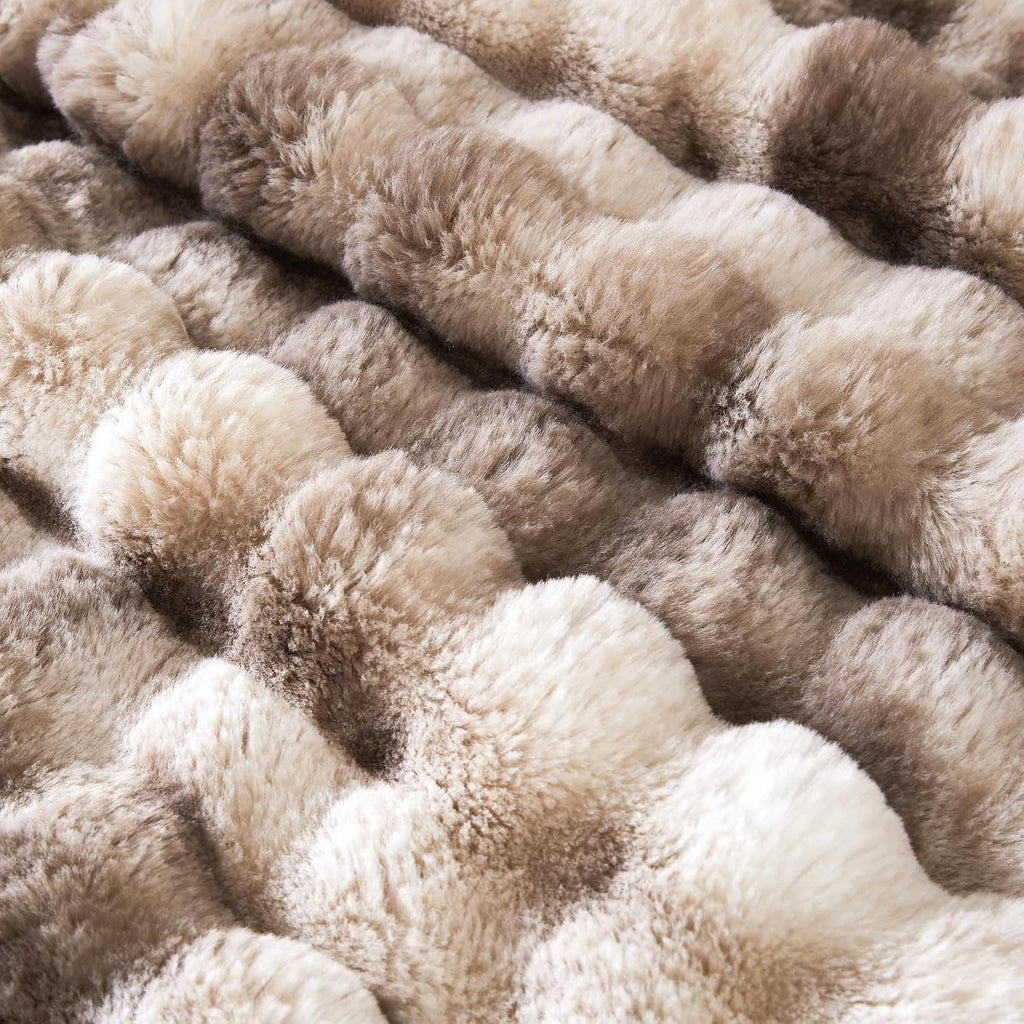 50x60 Inches Ultra-Soft Fuzzy Faux Fur Plush Throw Blanket - Thick, Warm, Camping - Decorative Blanket for Cozy