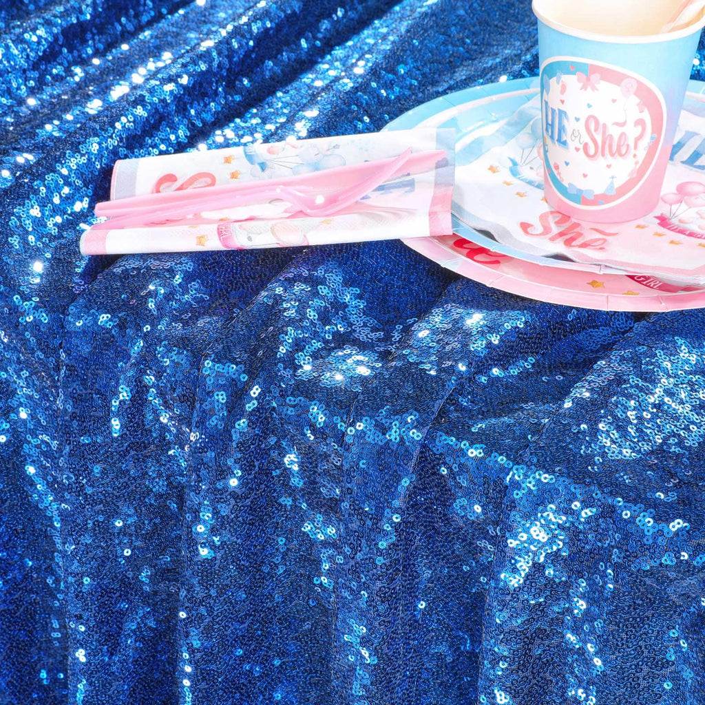 Sequin Tablecloth Royal Blue Party Decor 60x102 Inch Glitter Table Cover
