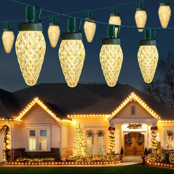 C9 Christmas Lights Outdoor, 114FT 150 LED Warm White Lights