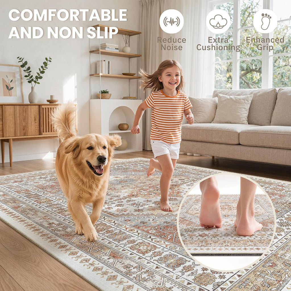 Protective Cushioned Rug Pad 8x10-1/4 Thick, Non Slip Rug Pads with Felt and Rubber Backing, Carpet Liner