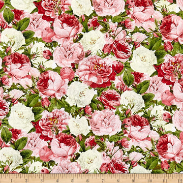 Vintage Rose Bouquet Multi Fabric Fabric by the Yard