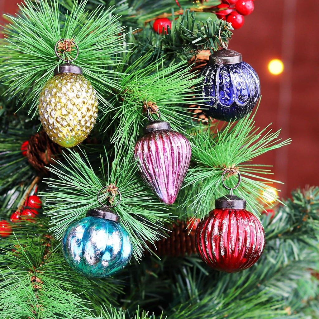 Retro Vintage Unique Large Christmas Ornaments Multi Glass Christmas Balls, Halloween, New Year, Valentine Day - Set of 12