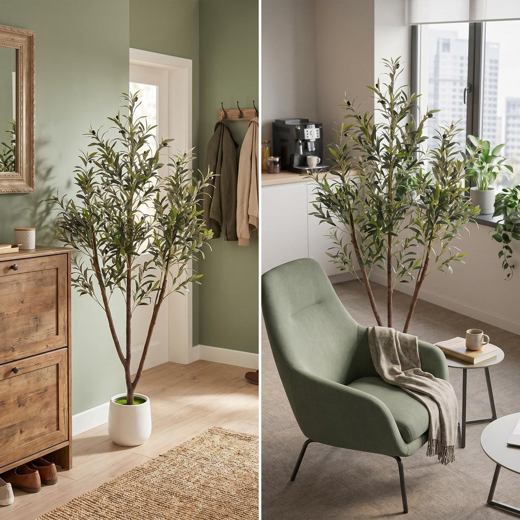 7ft Artificial Olive Tree, Faux Potted Plant for Indoor Decor