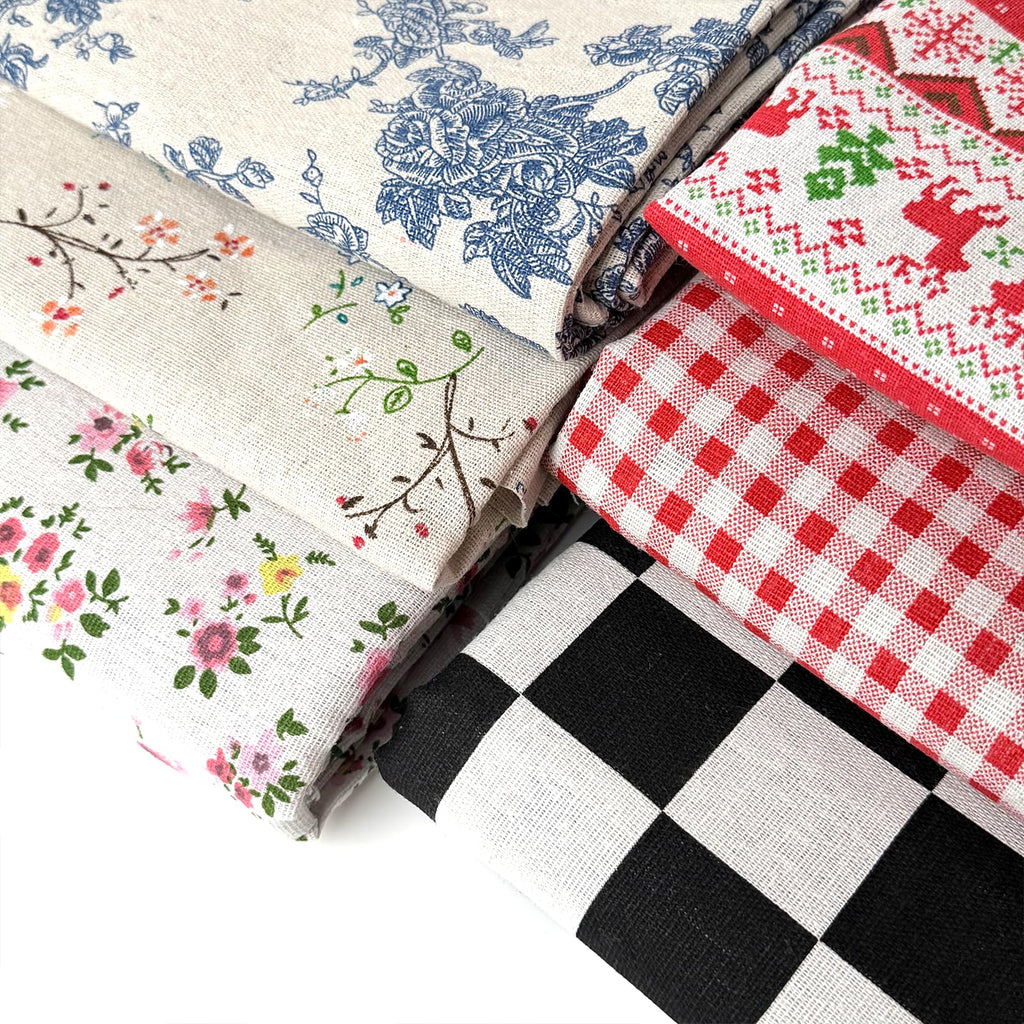 Cotton Upholstery Fabric by The Yard - Vintage Floral, Christmas & Plaid Patterns Printed Fabric for Chair, Couch