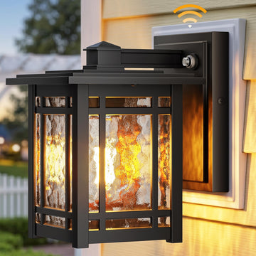 Dusk to Dawn Outdoor Wall Lights, Black 100% Aluminum Front Door Light Fixture Outdoor Wall Lamp, Waterproof Exterior