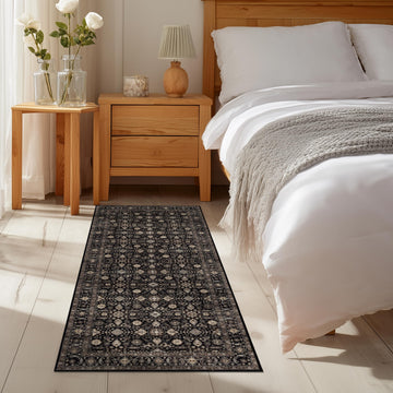 Hallway Washable Runner Rug 2×6, Ultra Soft, Black Gold