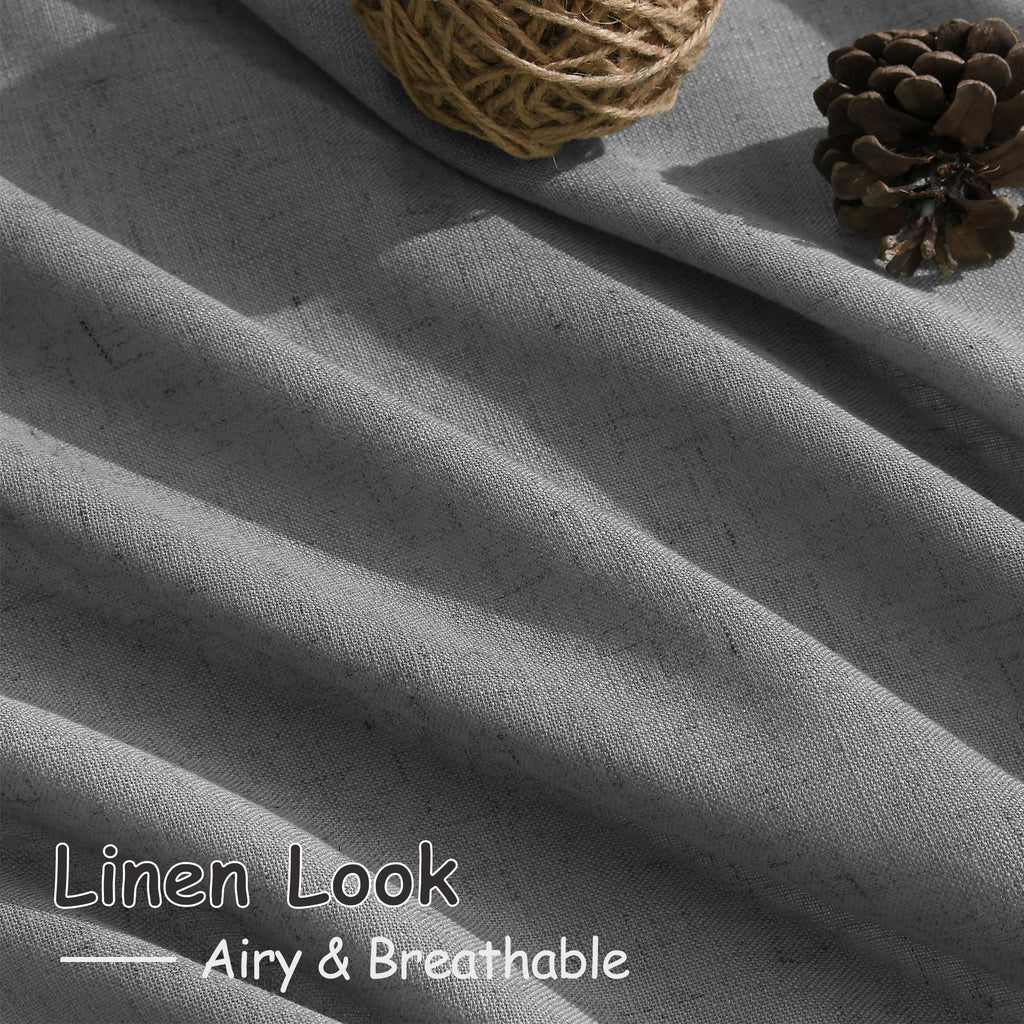 Dark Grey Linen Extra Long Curtain 108 Inches Long 2 Panels Set Back Tab Drapes Lively Farmhouse Light Filtering Semi