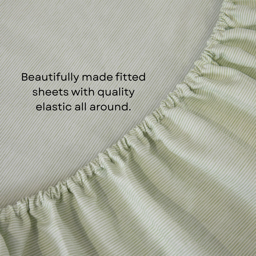 Classic Pinstripe Ruffle Sheet Set (Green)