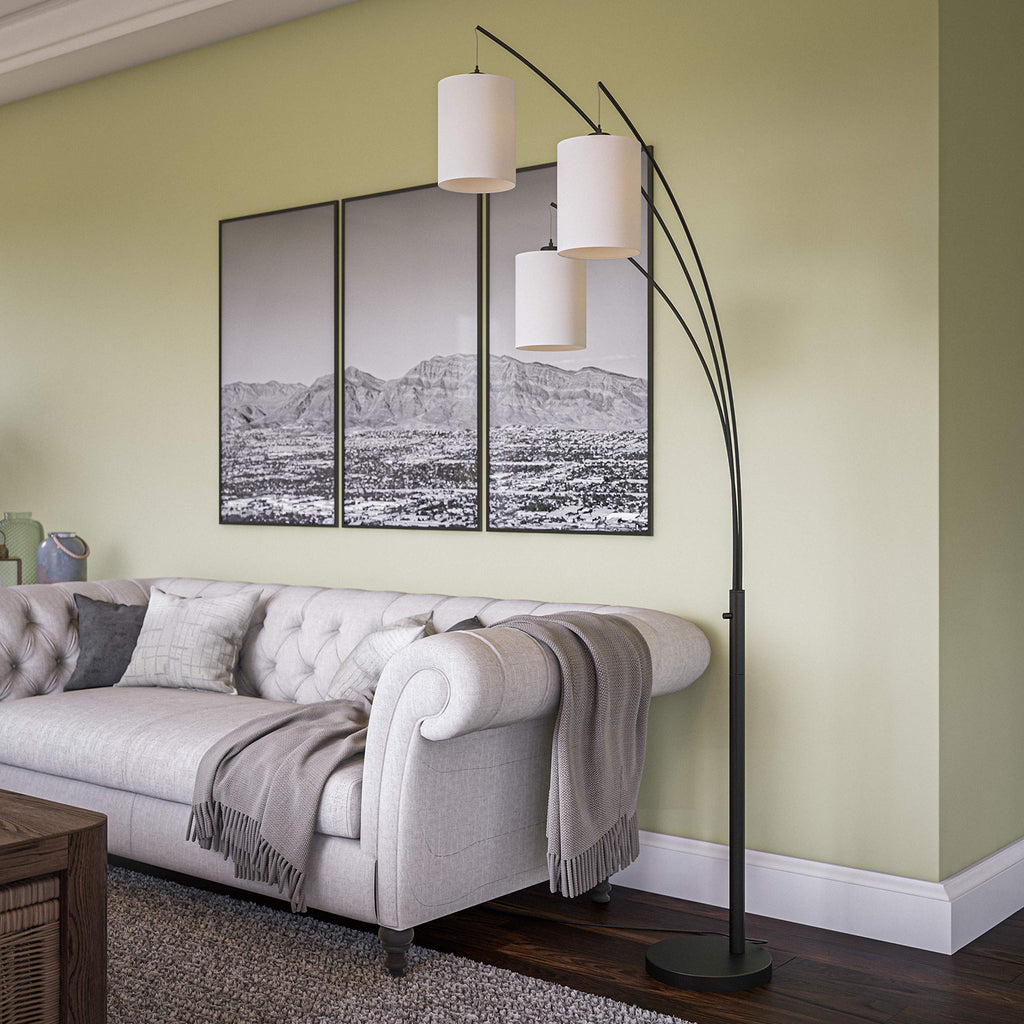 Leah Modern Arc Floor Lamp, Black, 87.5 Inch Height, 31.5 Inch Width, 31.5 Inch Depth