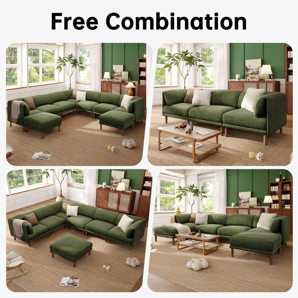 Modern Modular Sectional Couches, Sectional Cload Sofa, Green
