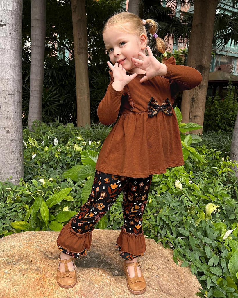 Toddler Girl Clothes Ruffle Top Floral Pants Outfit Set
