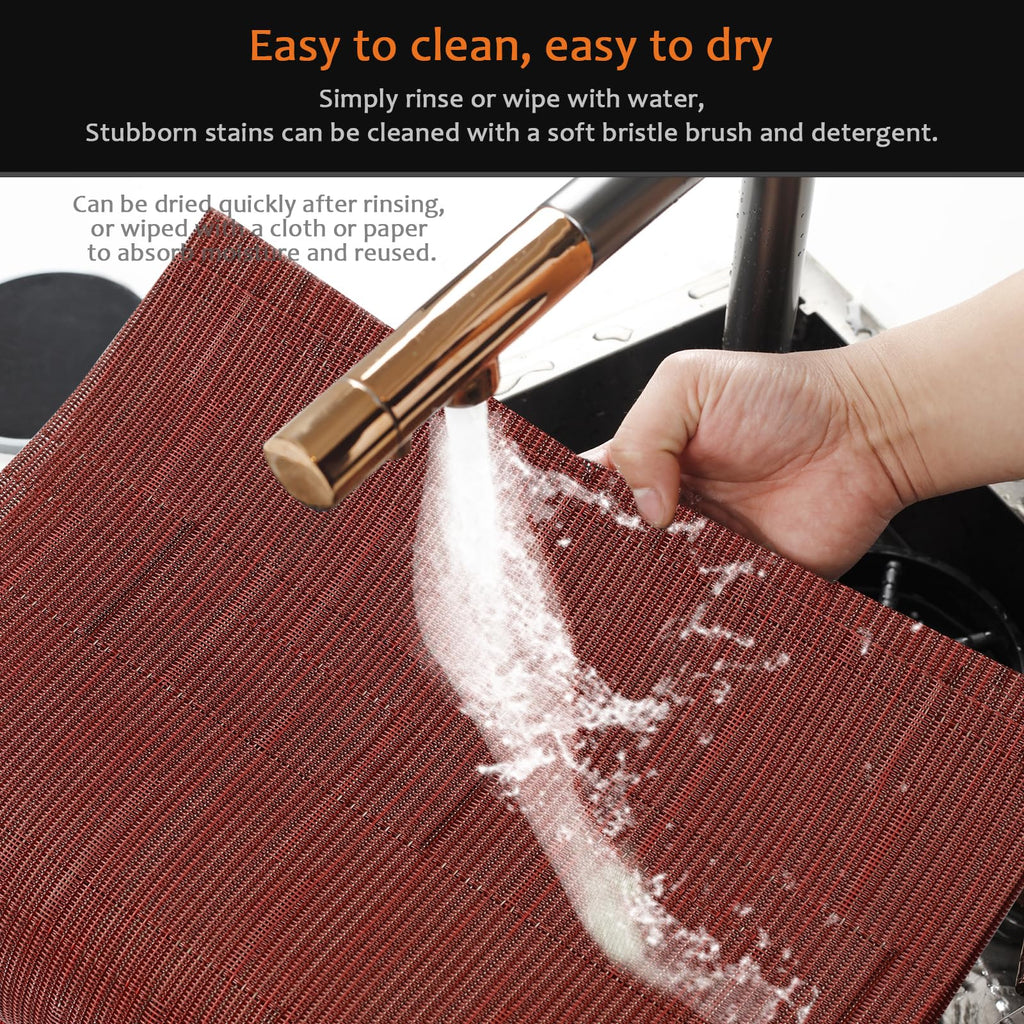 Red Vinyl Placemats Set of 12, Heat Resistant Table Placemats